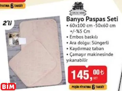 CASİLDA HOME BANYO PASPAS SETİ